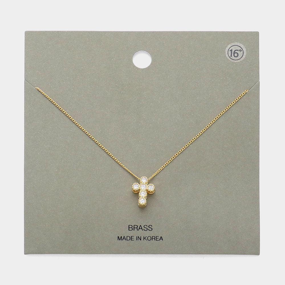 Gold Stone Cross Pendant Necklace - Jewelry Store by Erik Rayo