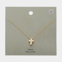 Load image into Gallery viewer, Gold Stone Cross Pendant Necklace
