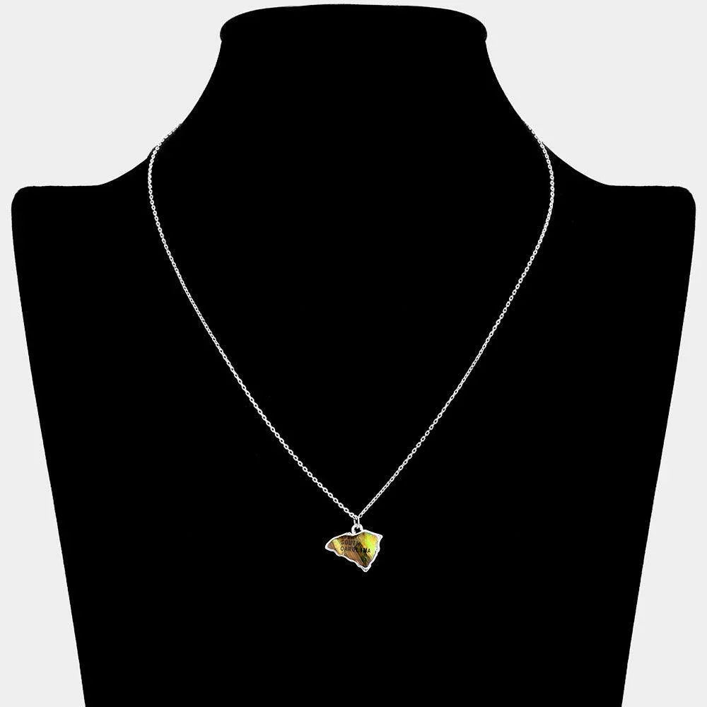 South Carolina State Map Abalone Pendant Necklace - Jewelry Store by Erik Rayo