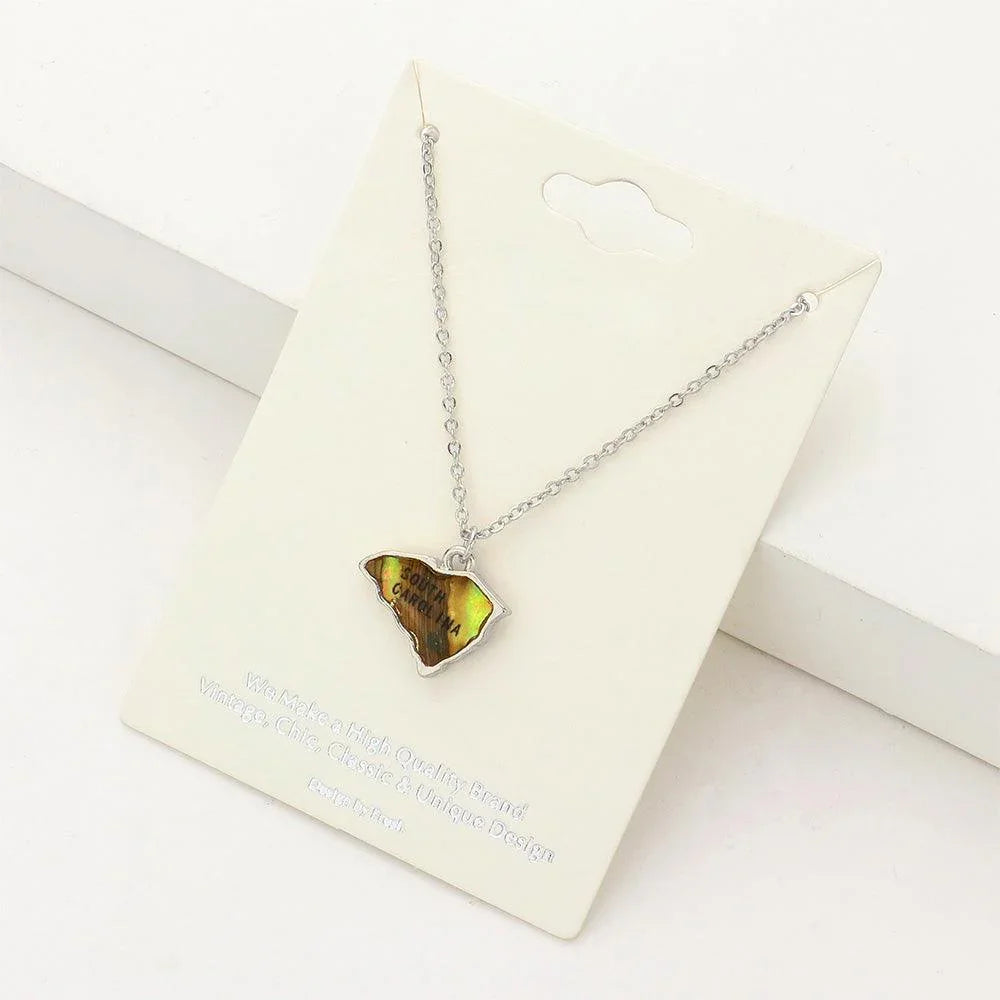 South Carolina State Map Abalone Pendant Necklace - Jewelry Store by Erik Rayo