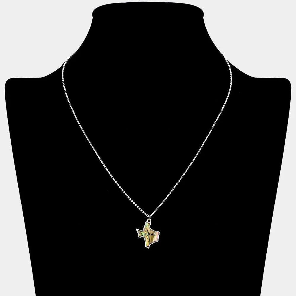 Texas State Map Abalone Pendant Necklace - Jewelry Store by Erik Rayo
