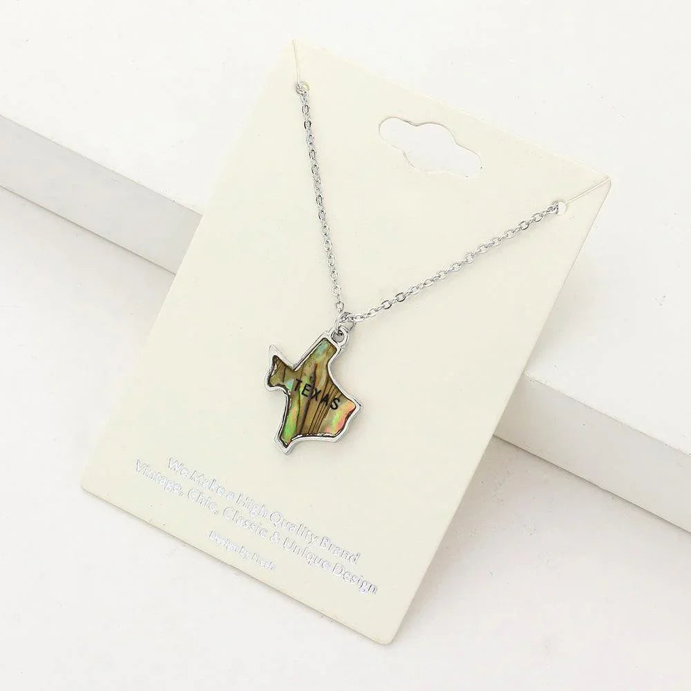 Texas State Map Abalone Pendant Necklace - Jewelry Store by Erik Rayo