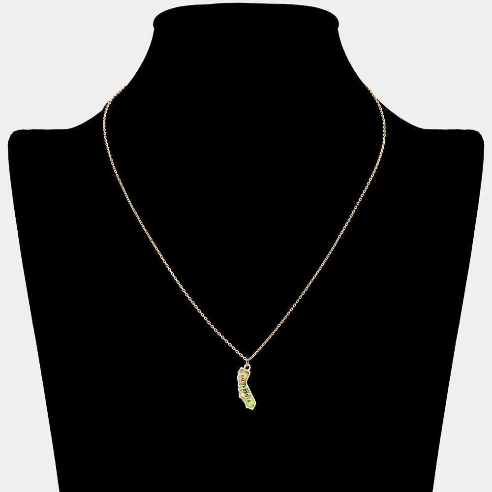 Gold California State Map Abalone Pendant Necklace - Jewelry Store by Erik Rayo