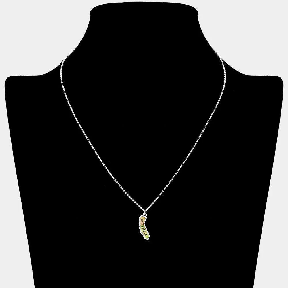 California State Map Abalone Pendant Necklace - Jewelry Store by Erik Rayo