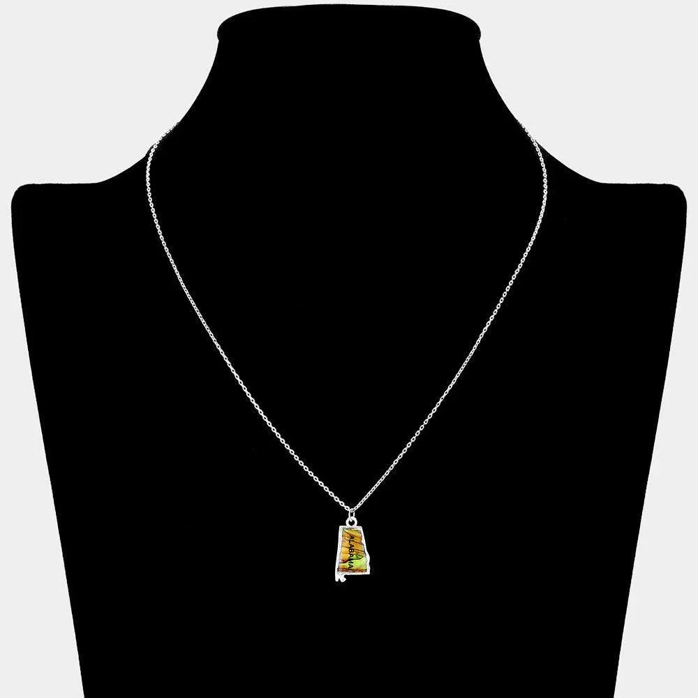 Alabama State Map Abalone Pendant Necklace - Jewelry Store by Erik Rayo