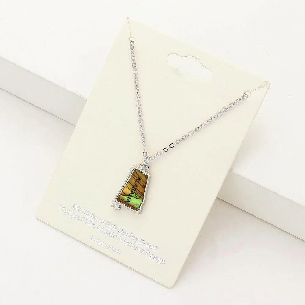 Alabama State Map Abalone Pendant Necklace - Jewelry Store by Erik Rayo