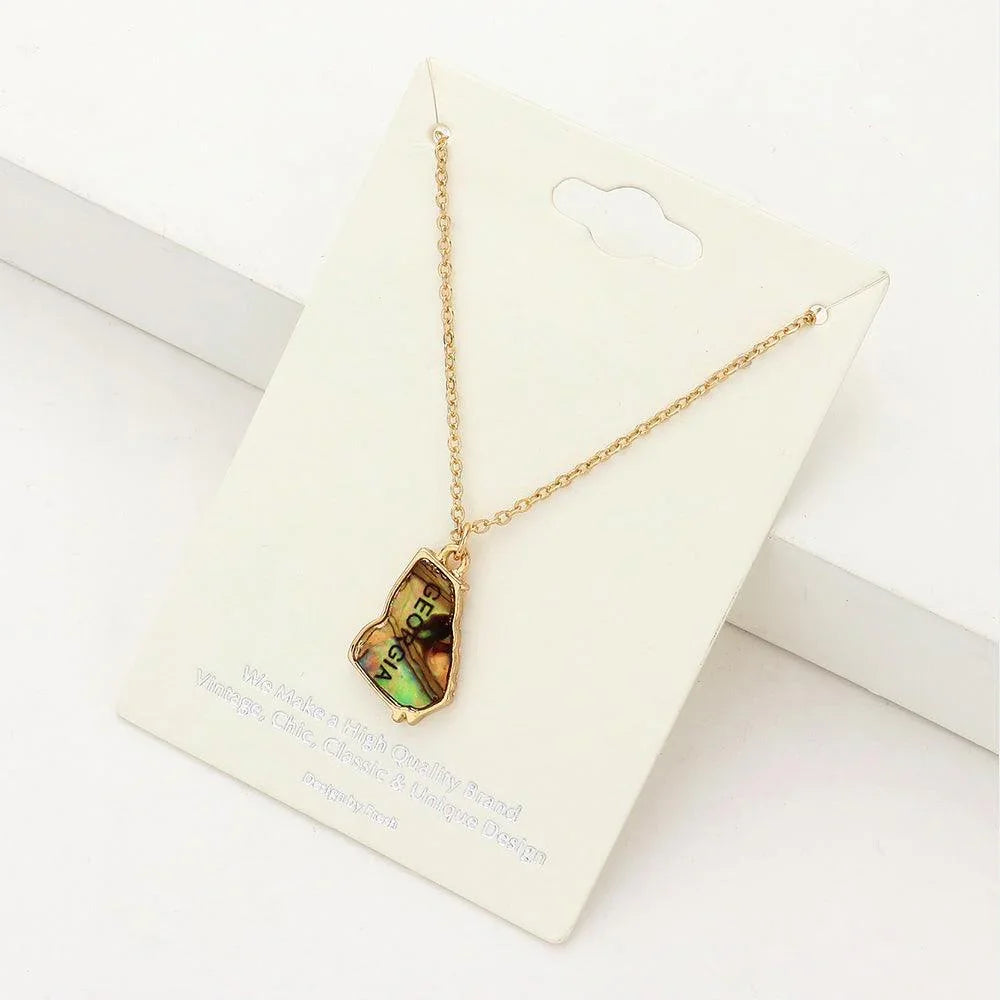 Gold Georgia State Map Abalone Pendant Necklace - Jewelry Store by Erik Rayo