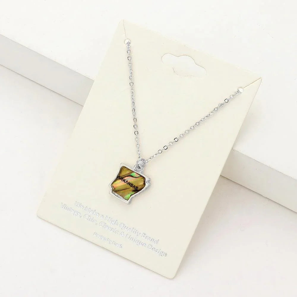 Arkansas State Map Abalone Pendant Necklace - Jewelry Store by Erik Rayo