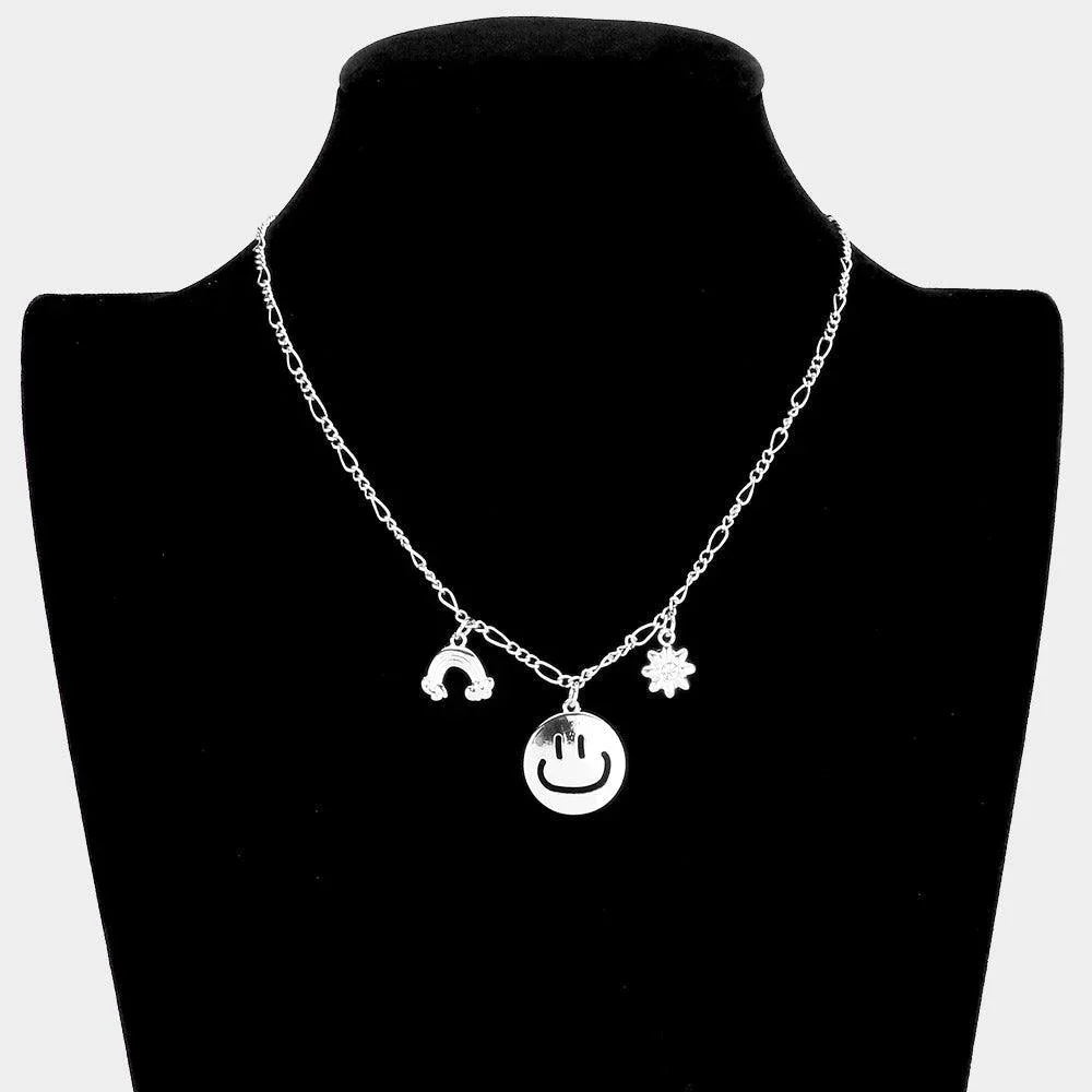 Rainbow Smile Flower Pendant Necklace - Jewelry Store by Erik Rayo