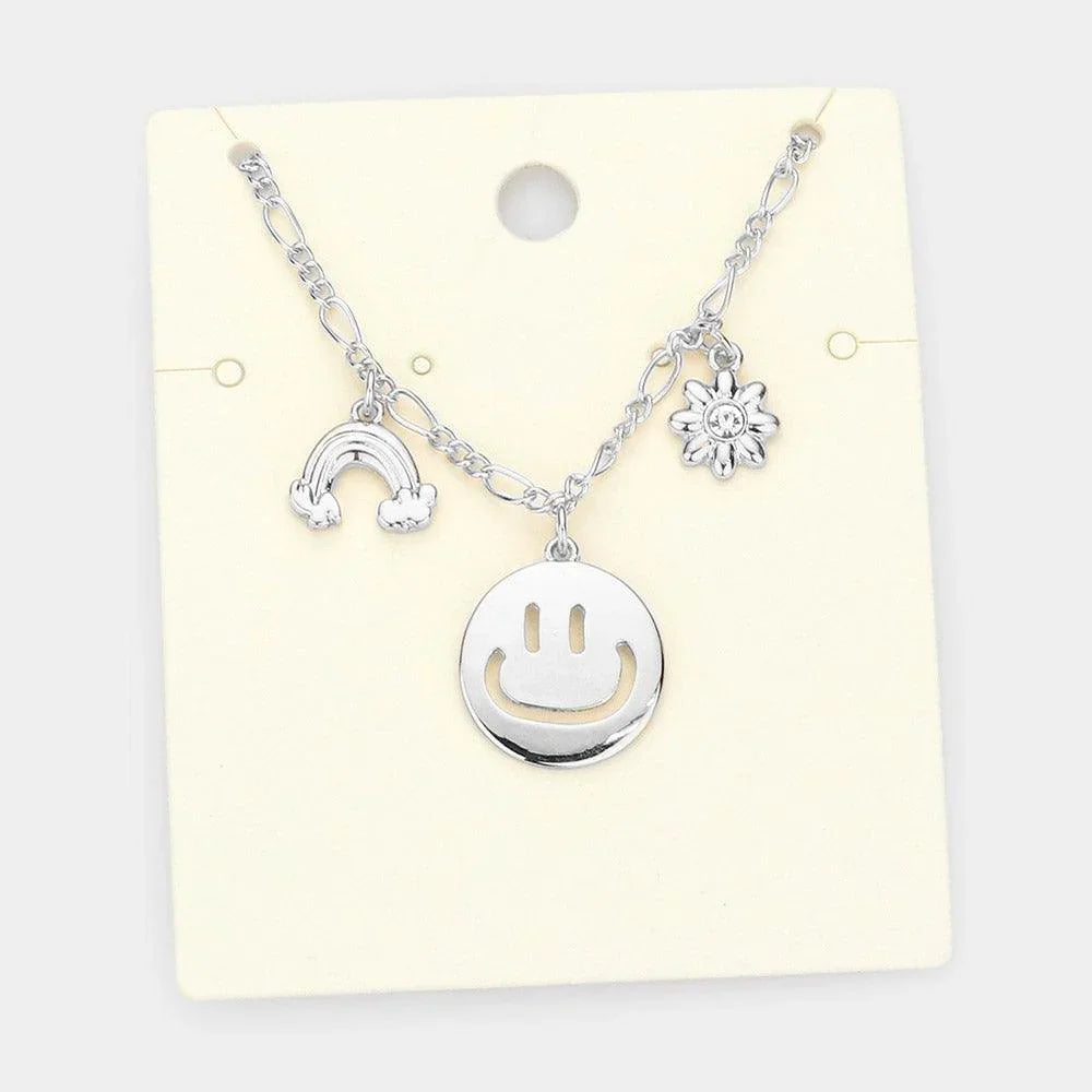 Rainbow Smile Flower Pendant Necklace - Jewelry Store by Erik Rayo