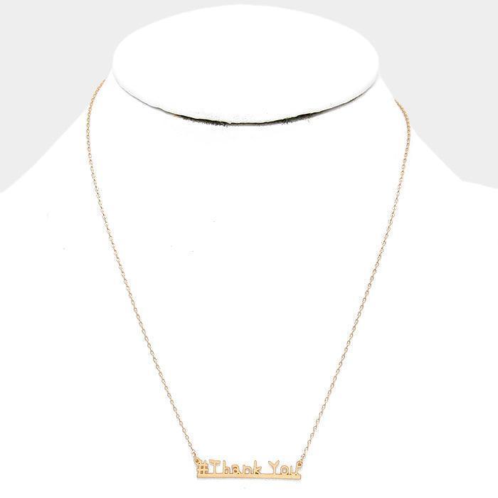 Gold "#Thank you" message pendant necklace - Jewelry Store by Erik Rayo