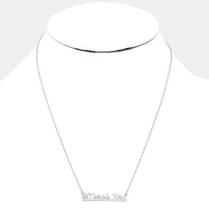 Silver "#Thank you" message pendant necklace - Jewelry Store by Erik Rayo