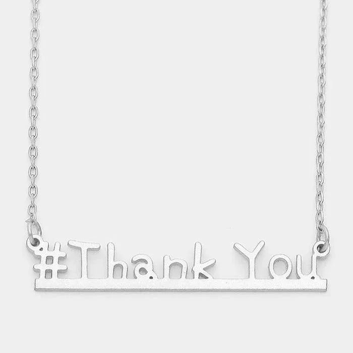 Silver "#Thank you" message pendant necklace - Jewelry Store by Erik Rayo