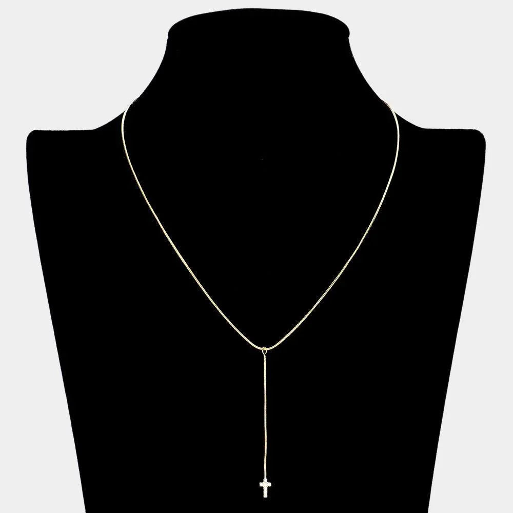 Gold Stone Paved Cross Pendant Necklace - Jewelry Store by Erik Rayo