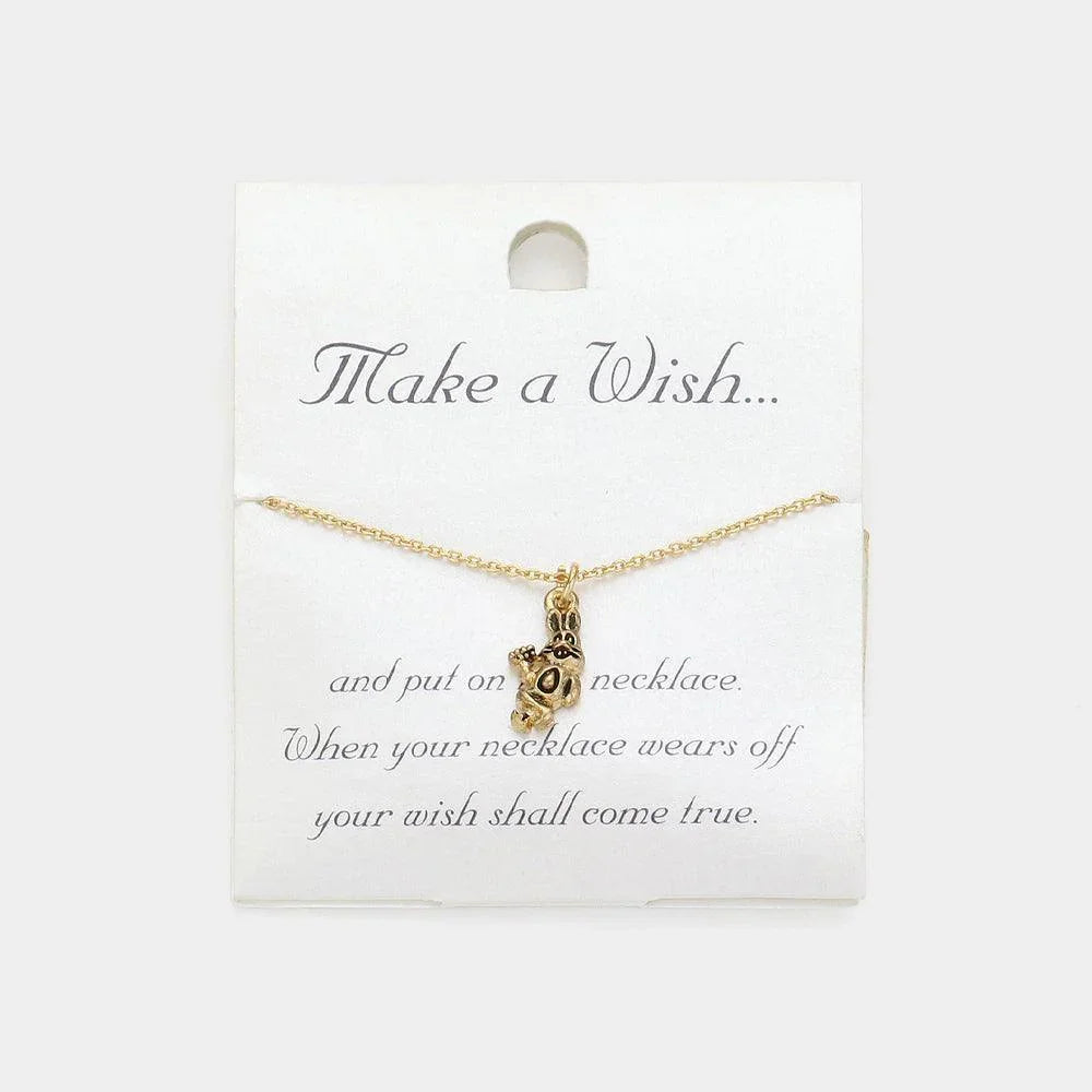 Gold Metal Rabbit Pendant Necklace - Jewelry Store by Erik Rayo