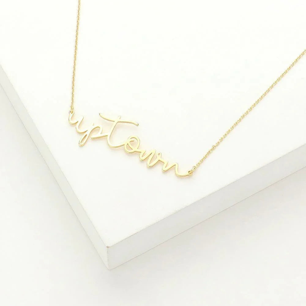 Gold Up Town Message Gold Dipped Metal Pendant Necklace - Jewelry Store by Erik Rayo