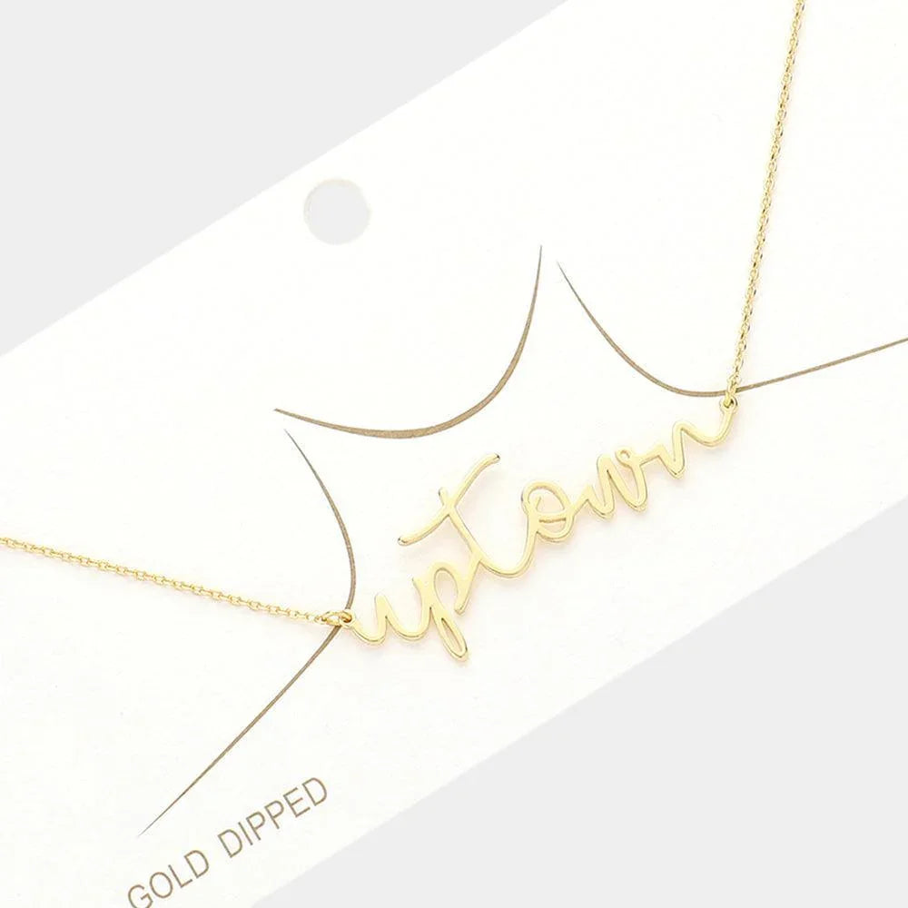 Gold Up Town Message Gold Dipped Metal Pendant Necklace - Jewelry Store by Erik Rayo