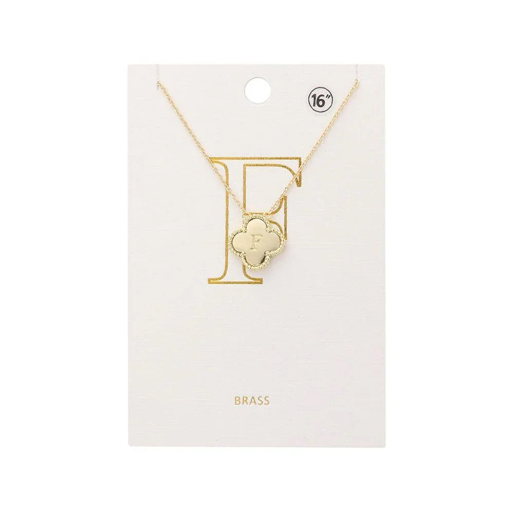 Gold Quatrefoil Initial F Pendant Necklace - Jewelry Store by Erik Rayo