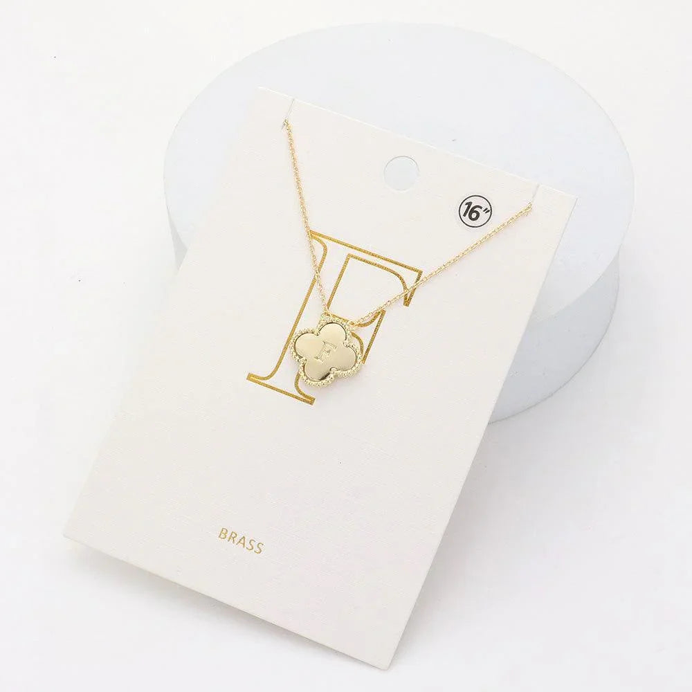 Gold Quatrefoil Initial F Pendant Necklace - Jewelry Store by Erik Rayo