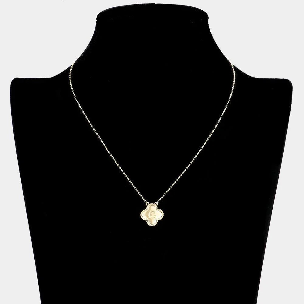 Gold Quatrefoil Initial G Pendant Necklace - Jewelry Store by Erik Rayo
