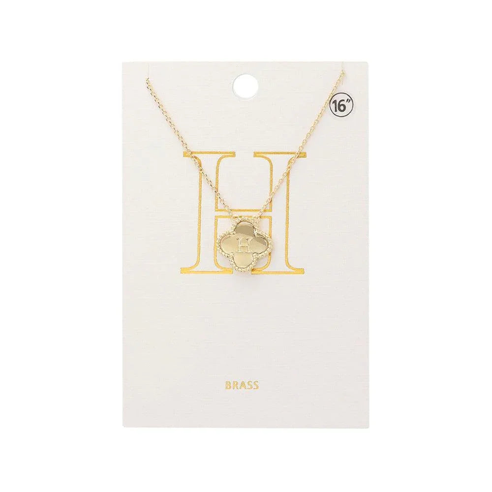 Gold Quatrefoil Initial H Pendant Necklace - Jewelry Store by Erik Rayo