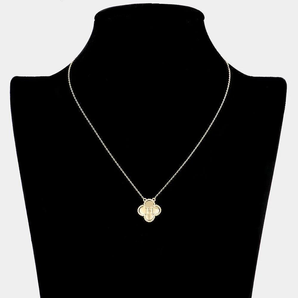 Gold Quatrefoil Initial H Pendant Necklace - Jewelry Store by Erik Rayo
