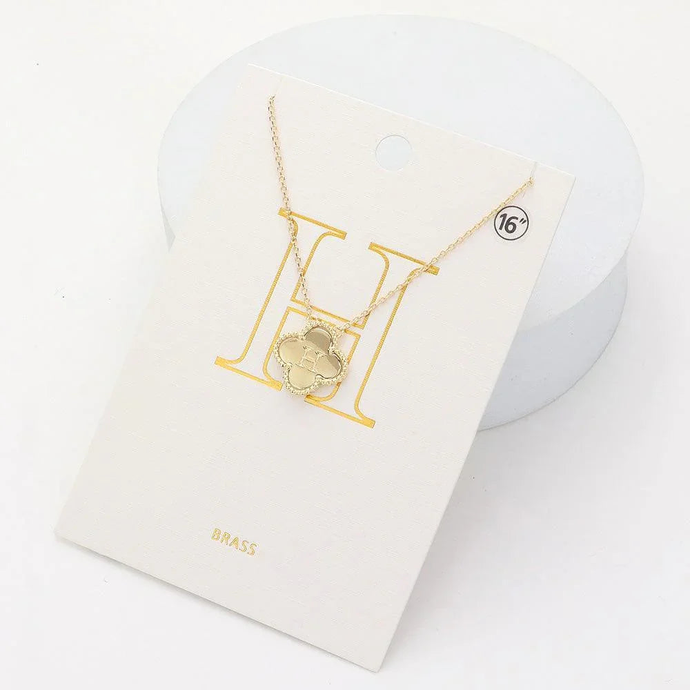 Gold Quatrefoil Initial H Pendant Necklace - Jewelry Store by Erik Rayo