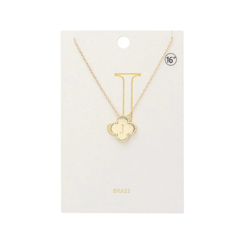 Gold Quatrefoil Initial J Pendant Necklace - Jewelry Store by Erik Rayo