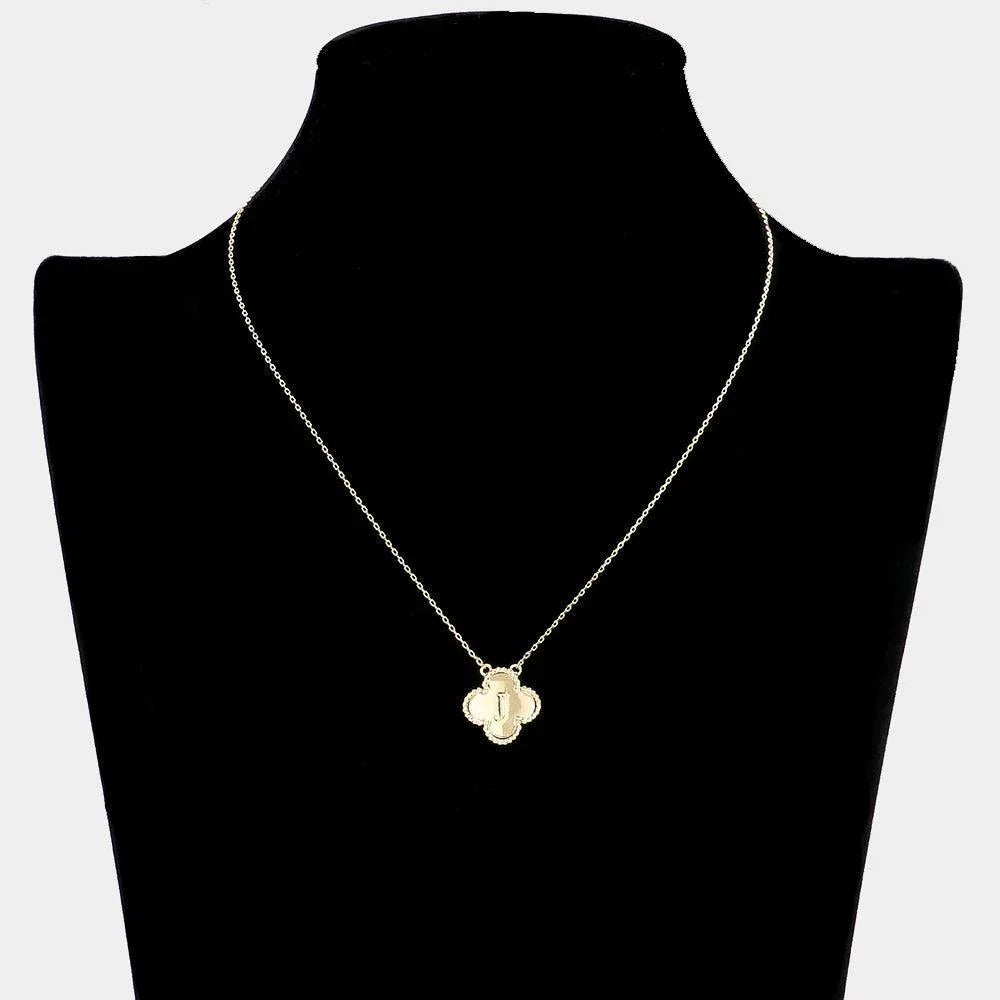 Gold Quatrefoil Initial J Pendant Necklace - Jewelry Store by Erik Rayo