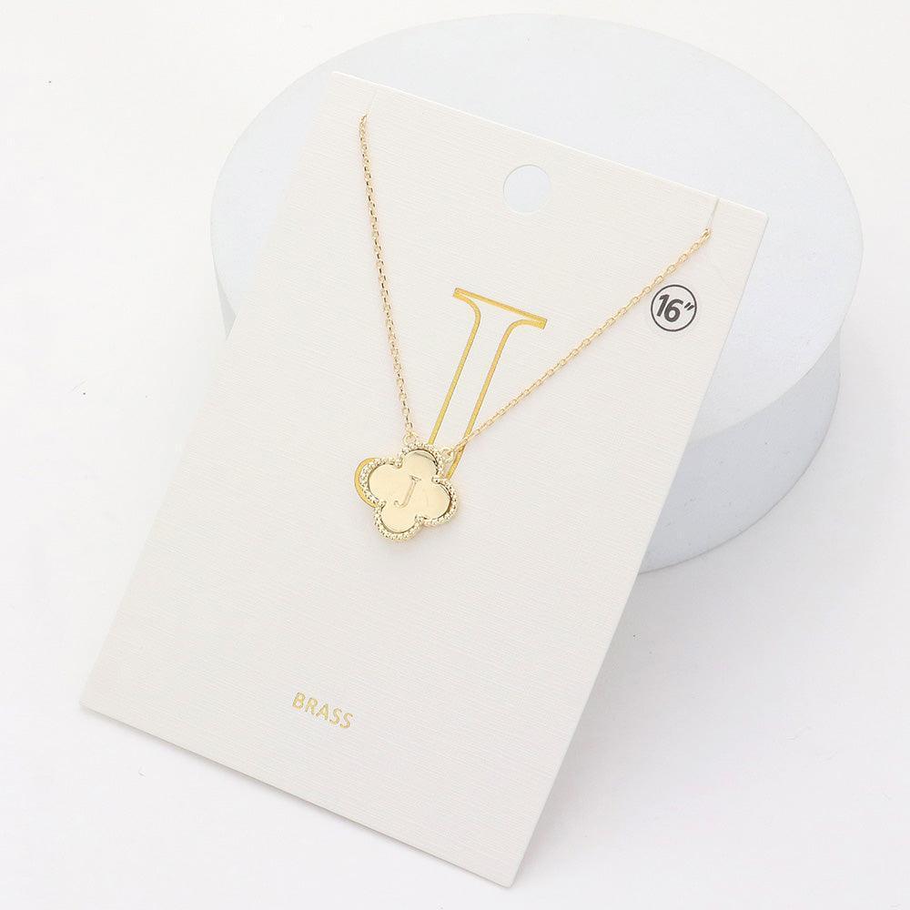Gold Quatrefoil Initial J Pendant Necklace - Jewelry Store by Erik Rayo