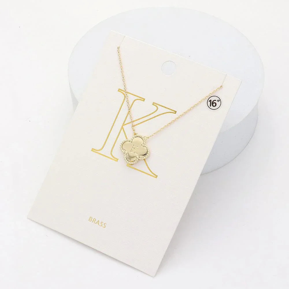 Gold Quatrefoil Initial K Pendant Necklace - Jewelry Store by Erik Rayo