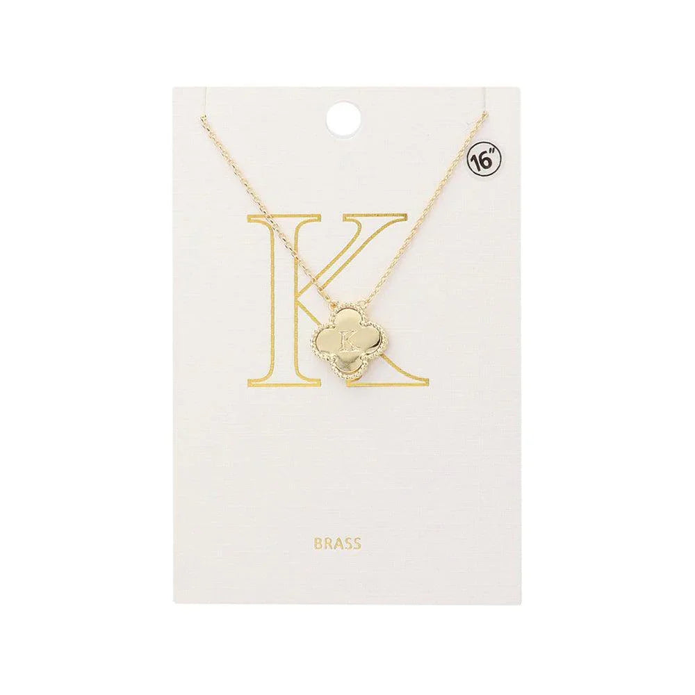 Gold Quatrefoil Initial K Pendant Necklace - Jewelry Store by Erik Rayo