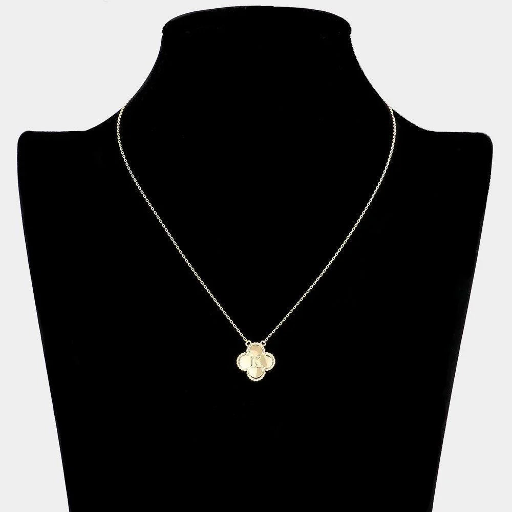 Gold Quatrefoil Initial K Pendant Necklace - Jewelry Store by Erik Rayo