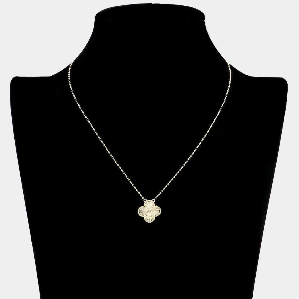 Gold Quatrefoil Initial K Pendant Necklace - Jewelry Store by Erik Rayo