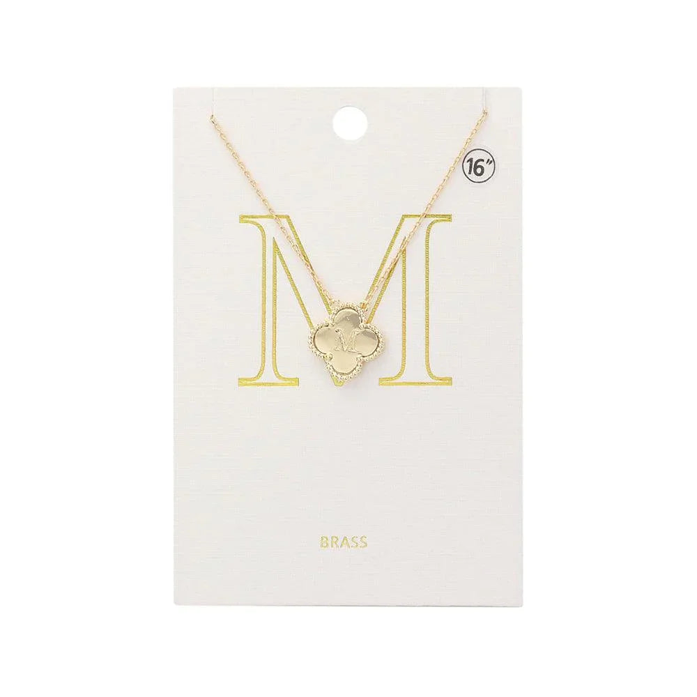 Gold Quatrefoil Initial M Pendant Necklace - Jewelry Store by Erik Rayo