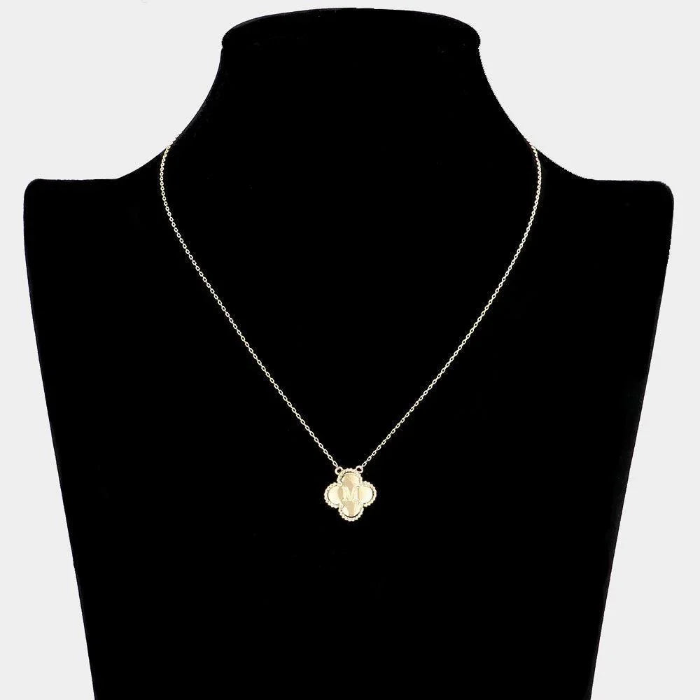 Gold Quatrefoil Initial M Pendant Necklace - Jewelry Store by Erik Rayo