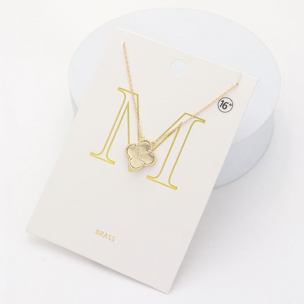Gold Quatrefoil Initial M Pendant Necklace - Jewelry Store by Erik Rayo