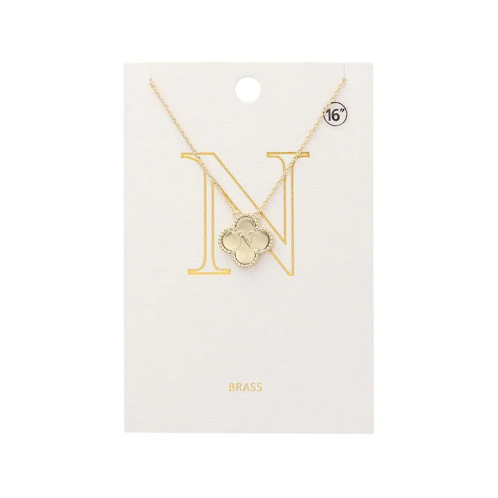 Gold Quatrefoil Initial N Pendant Necklace - Jewelry Store by Erik Rayo