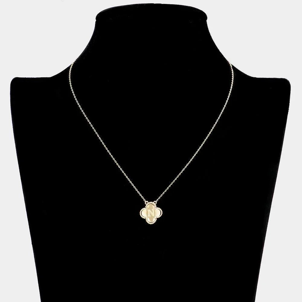 Gold Quatrefoil Initial N Pendant Necklace - Jewelry Store by Erik Rayo