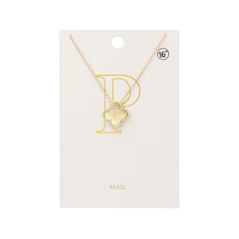 Gold Quatrefoil Initial P Pendant Necklace - Jewelry Store by Erik Rayo