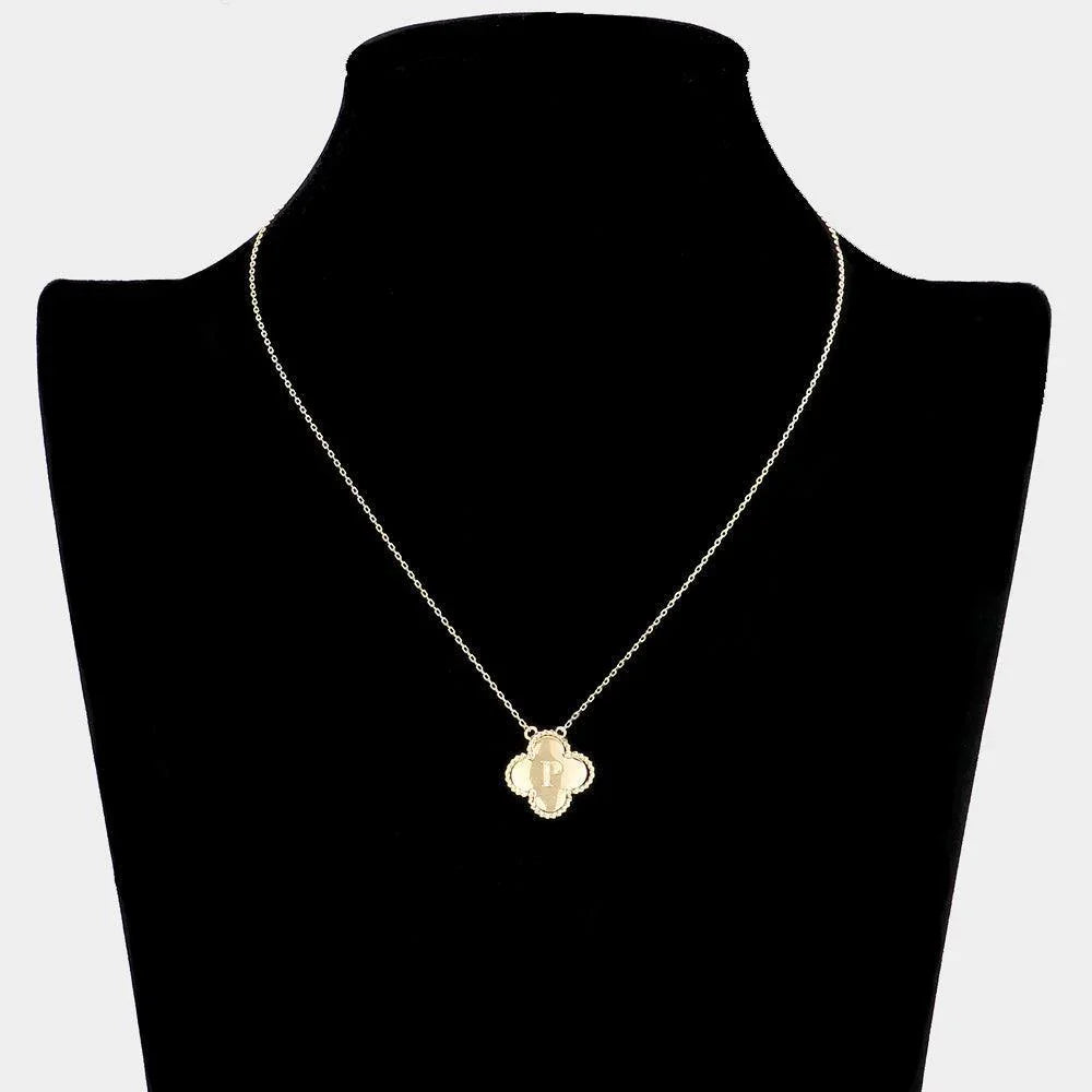 Gold Quatrefoil Initial P Pendant Necklace - Jewelry Store by Erik Rayo