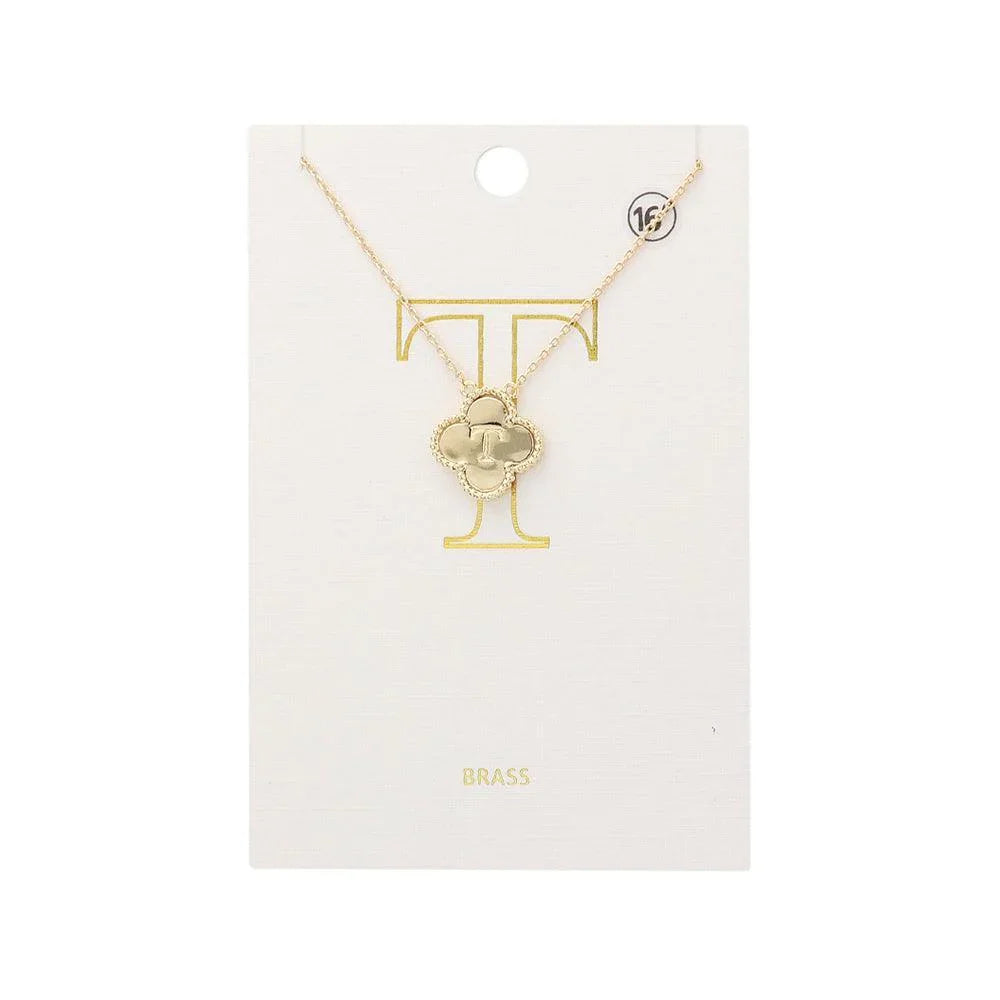 Gold Quatrefoil Initial T Pendant Necklace - Jewelry Store by Erik Rayo