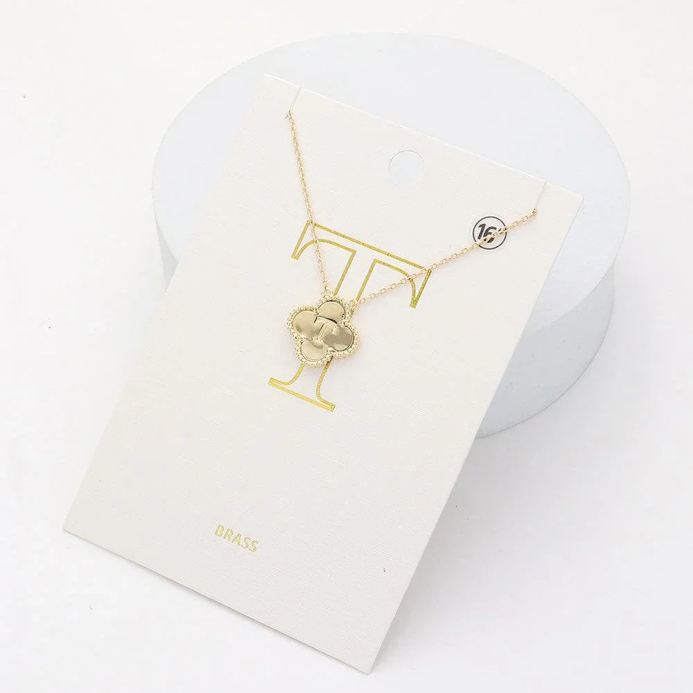 Gold Quatrefoil Initial T Pendant Necklace - Jewelry Store by Erik Rayo