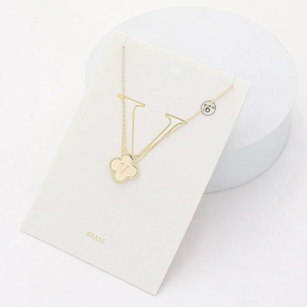 Gold Quatrefoil Initial R Pendant Necklace - Jewelry Store by Erik Rayo