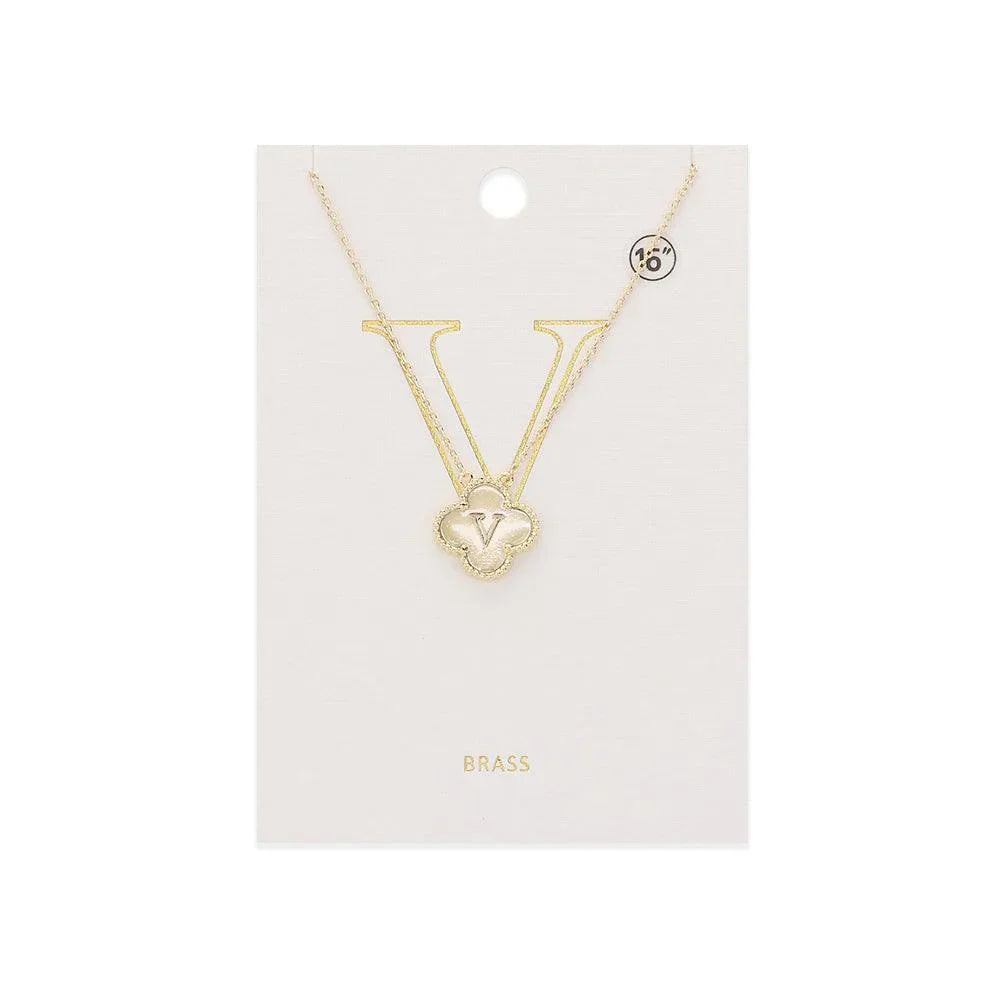 Gold Quatrefoil Initial R Pendant Necklace - Jewelry Store by Erik Rayo