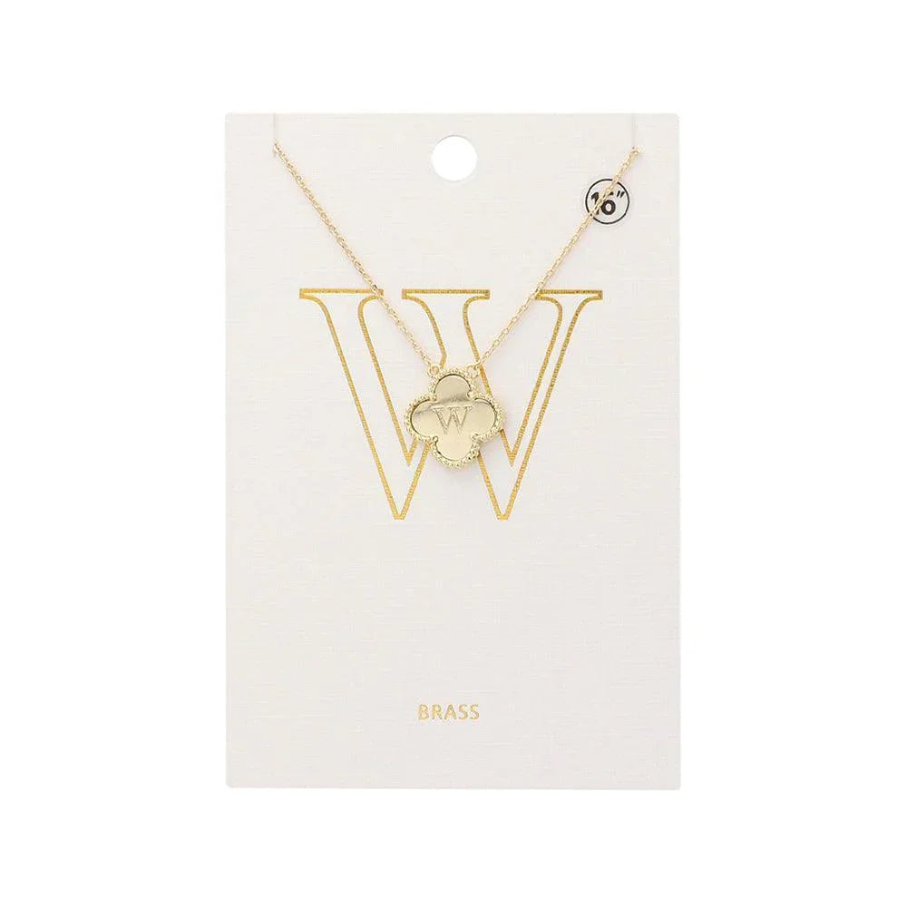 Gold Quatrefoil Initial W Pendant Necklace - Jewelry Store by Erik Rayo