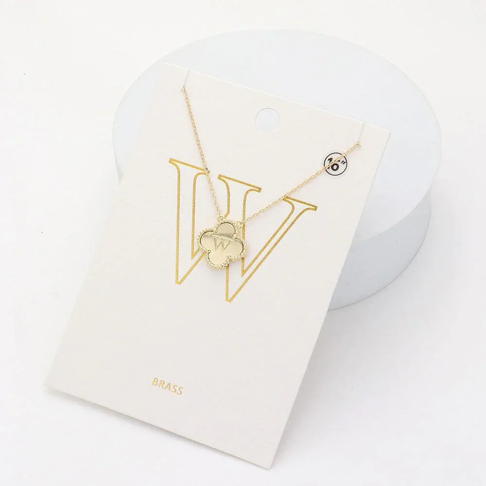 Gold Quatrefoil Initial W Pendant Necklace - Jewelry Store by Erik Rayo