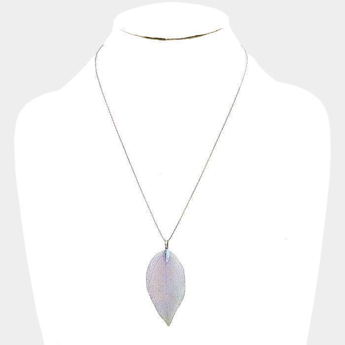 Natural Dipped Filigree Leaf Pendant Necklace - Jewelry Store by Erik Rayo