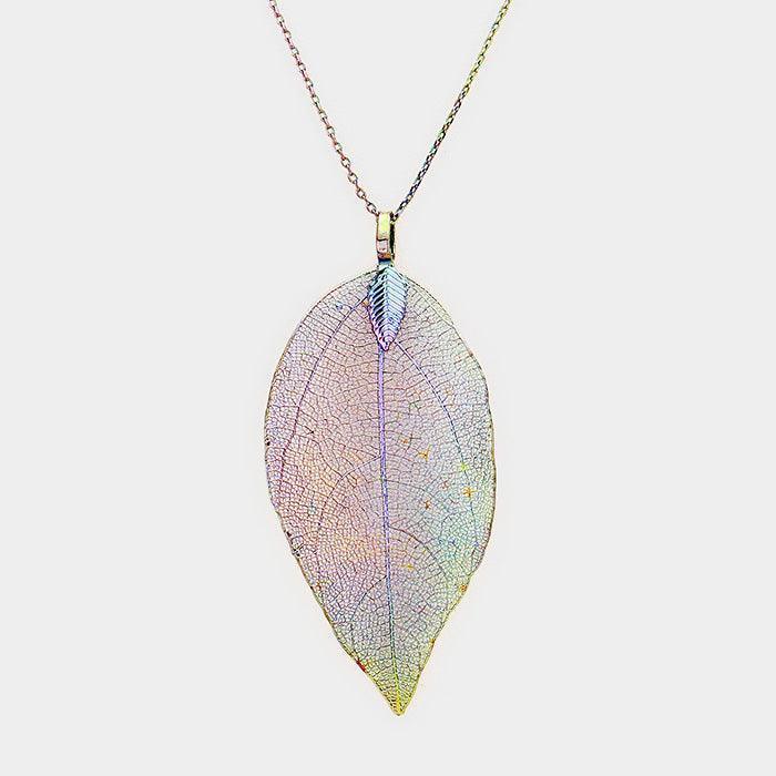 Natural Dipped Filigree Leaf Pendant Necklace - Jewelry Store by Erik Rayo