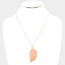 Load image into Gallery viewer, Rose Gold Natural Dipped Filigree Leaf Pendant Necklace
